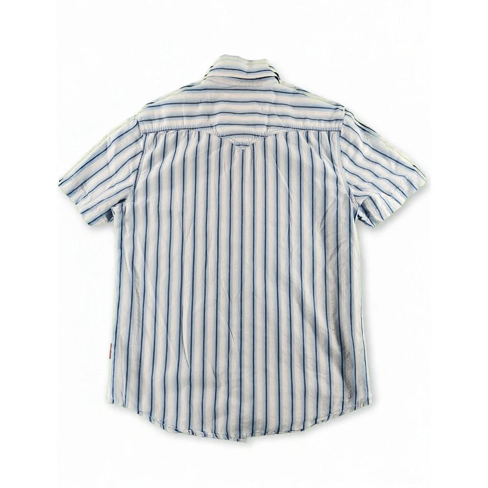 Levi's Striped Pearl Snap Western Shirt Size M Cotton Metallic Blend Workwear